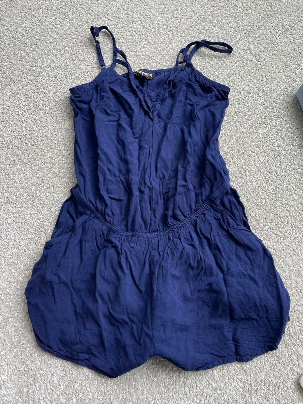 Express Deep Blue Spaghetti Strap Romper